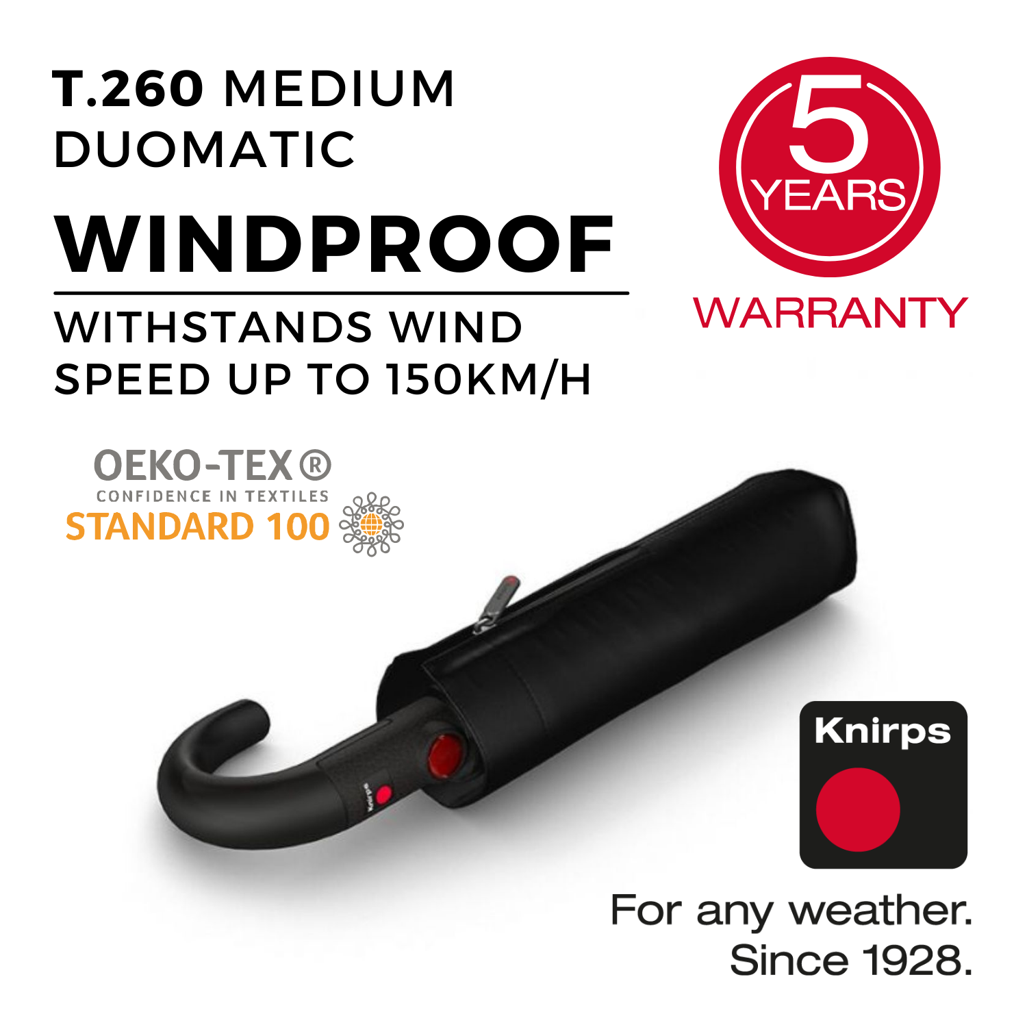 Knirps T.260 Medium Duomatic With Crock Handle Umbrella