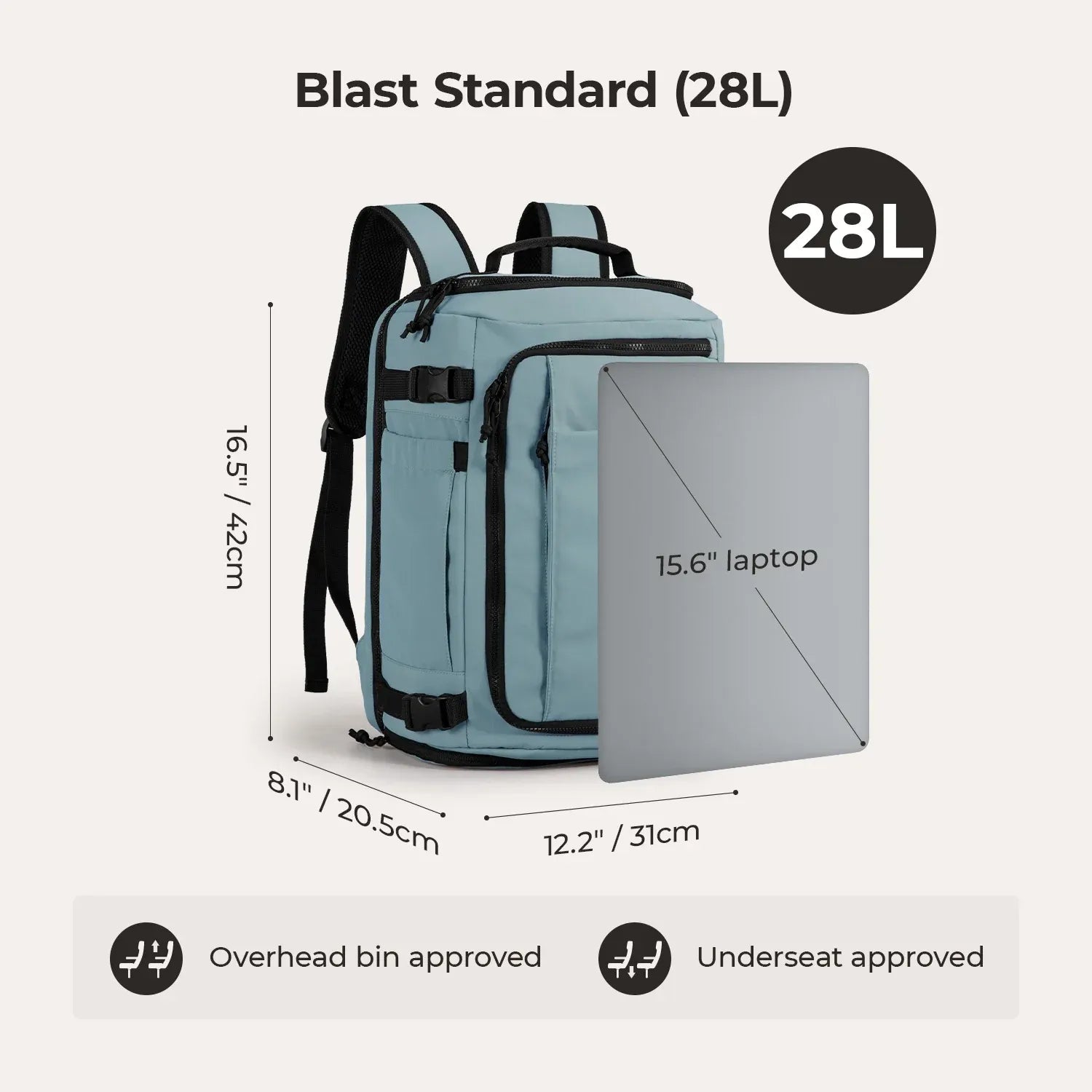 Bagsmart Blast Quick Access Carry On Travel Backpack Extended 38L