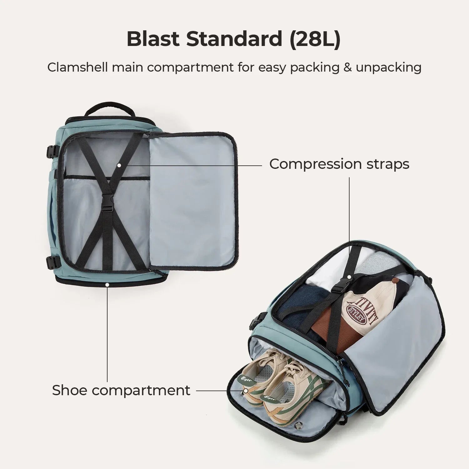 Bagsmart Blast Quick Access Carry On Travel Backpack Extended 38L
