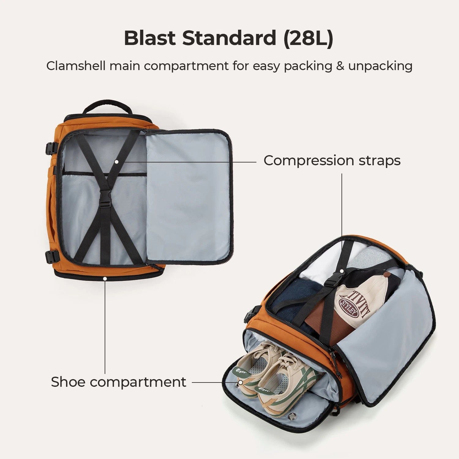 Bagsmart Blast Quick Access Carry On Travel Backpack Extended 38L