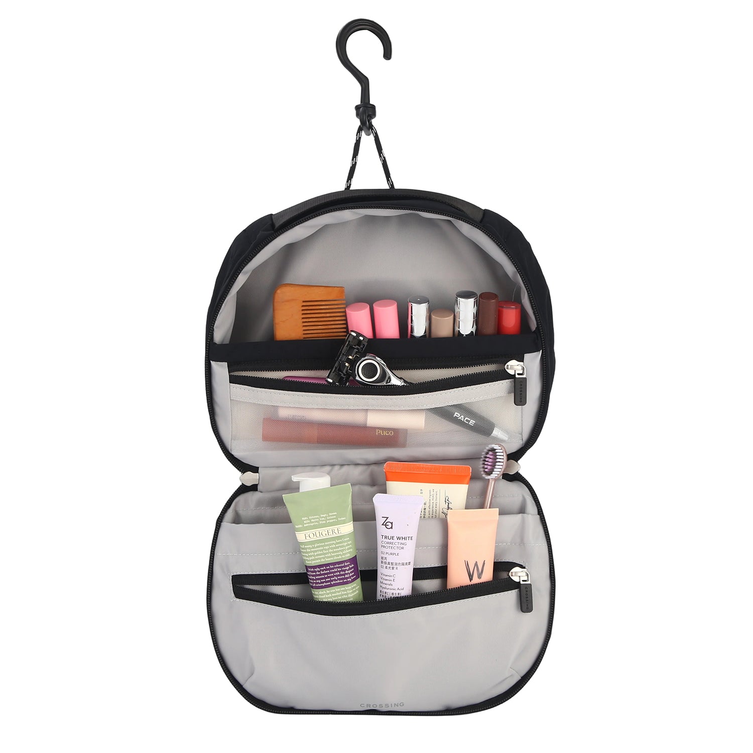 Crossing Nylon Checked Hanging Toiletry Bag Pro