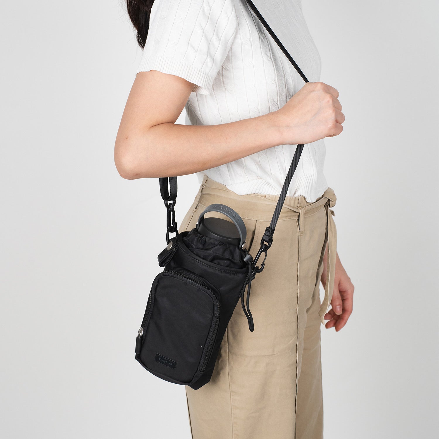 Crossing Water Bottle Crossbody Bag With Front Pocket 2L