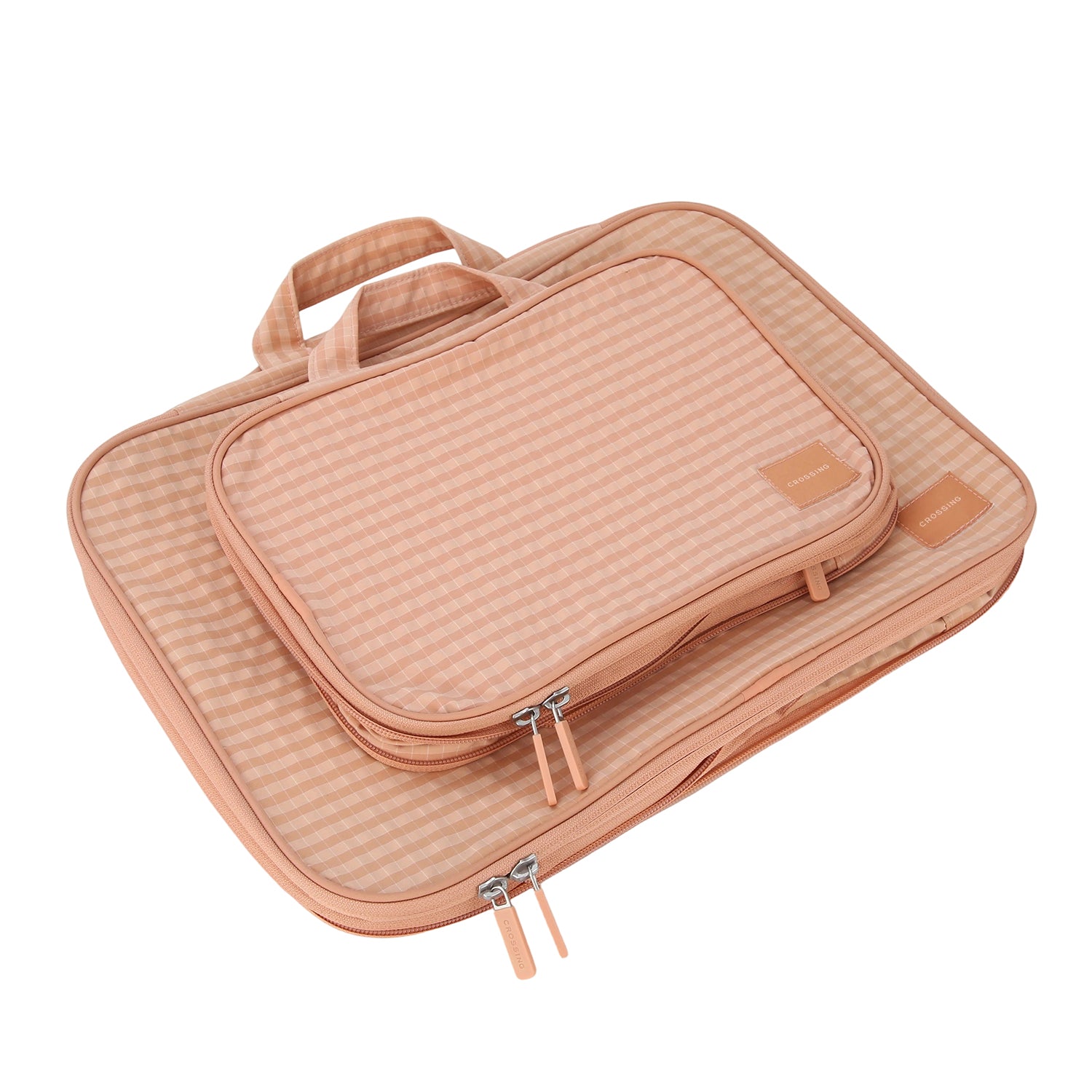 Crossing Waterproof Rayon Checked Compression Packing Cube Set (2-Piece Set)