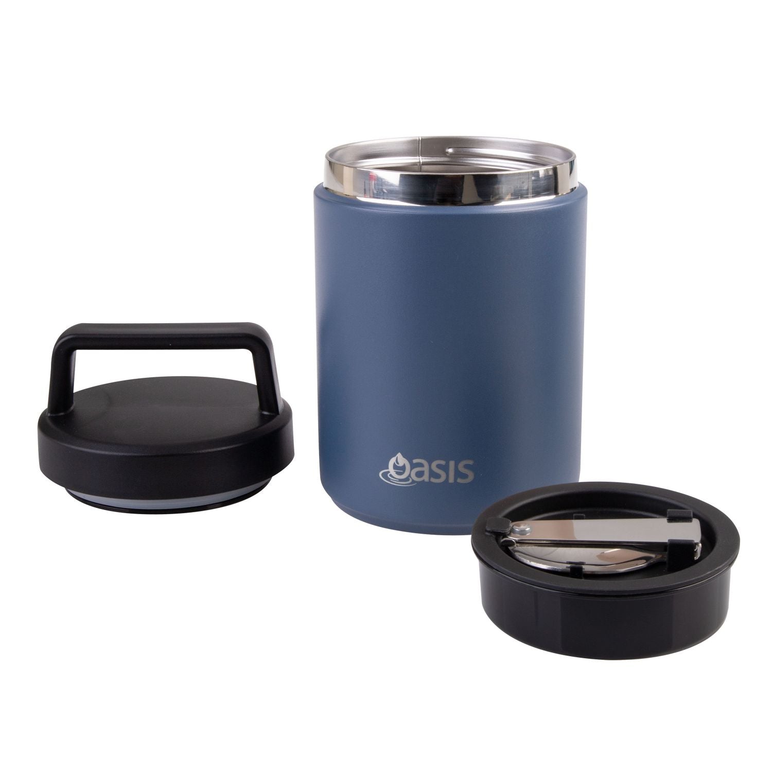 Oasis S/S Insulated Dual Compartment Food Jar W Handle And Spoon 480ML
