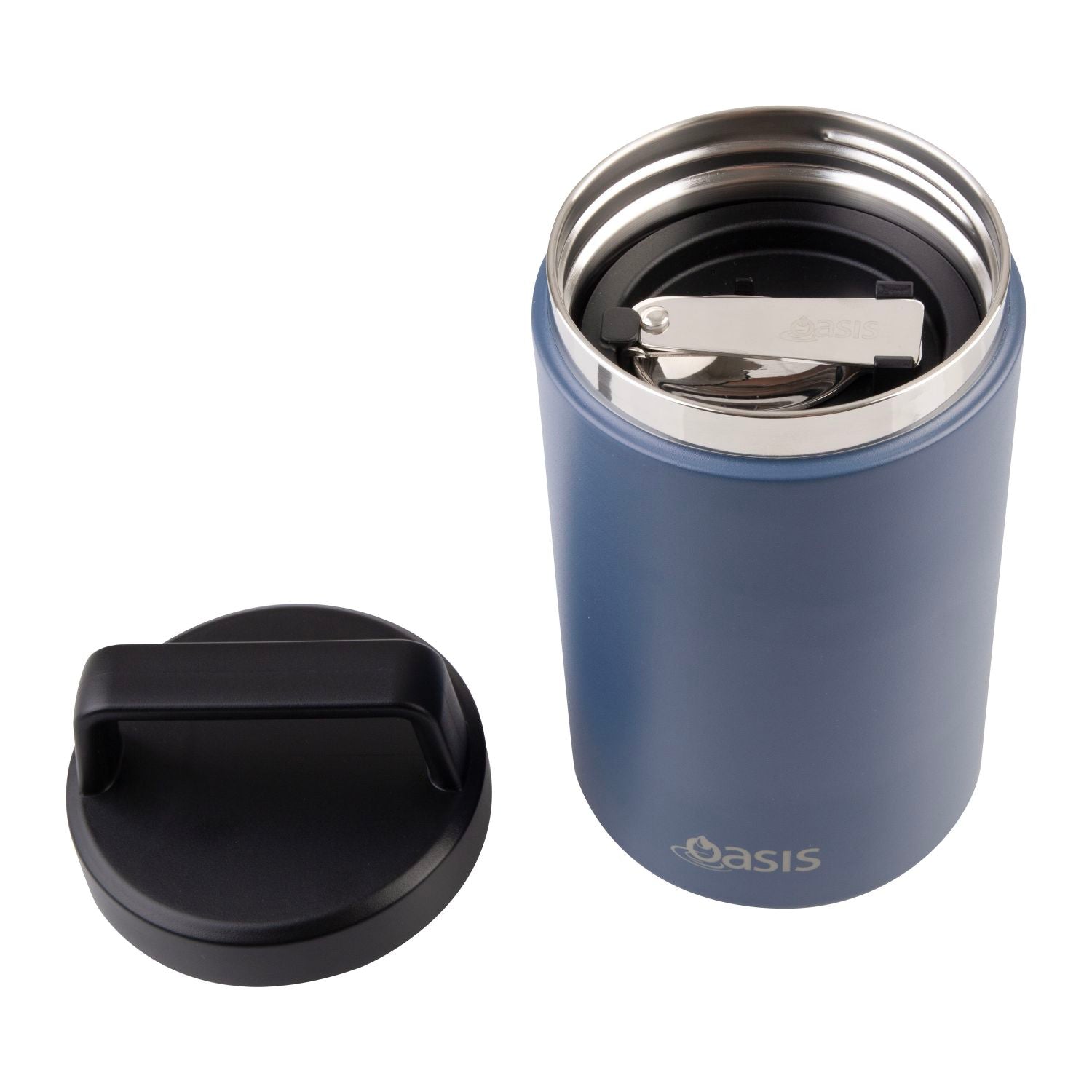 Oasis S/S Insulated Dual Compartment Food Jar W Handle And Spoon 700ML
