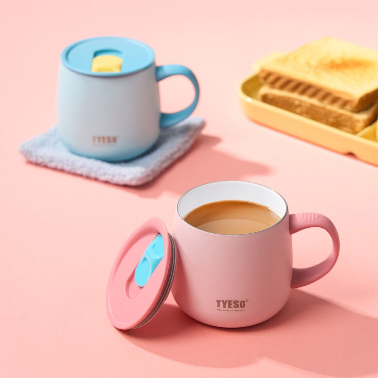 Tyeso Palette Ceramic Slider Lid S/S Vacuum Insulated Table Mug 355ML - Orange