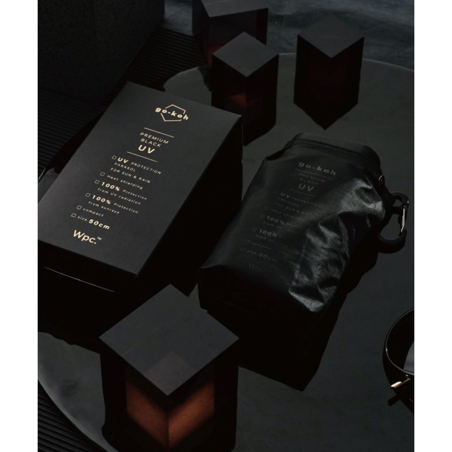 WPC Go-Koh Premium Black Compact UV Protection UPF 50+ Umbrella 50cm