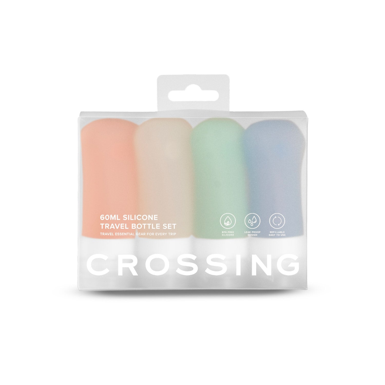 Crossing Silicone Leak Proof TSA Approved Travel Size Bottles 60ml (4 Pack)