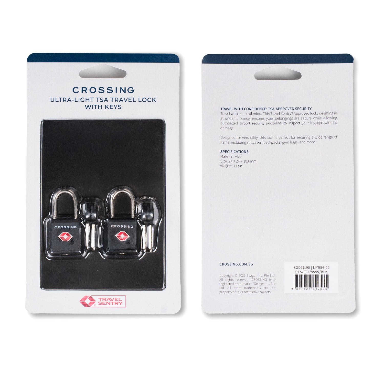 Crossing Ultra-Light TSA Travel Lock With Keys (Twin Pack)