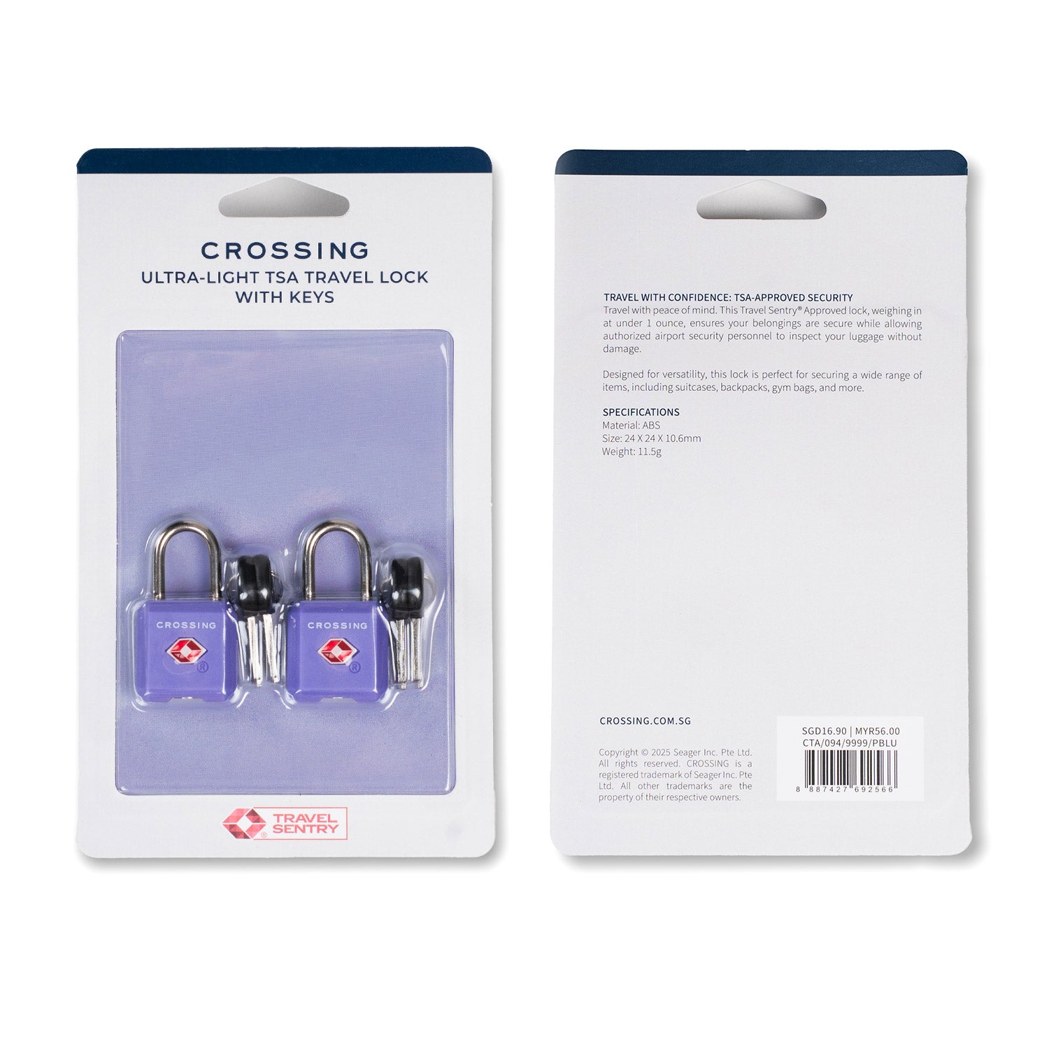 Crossing Ultra-Light TSA Travel Lock With Keys (Twin Pack)