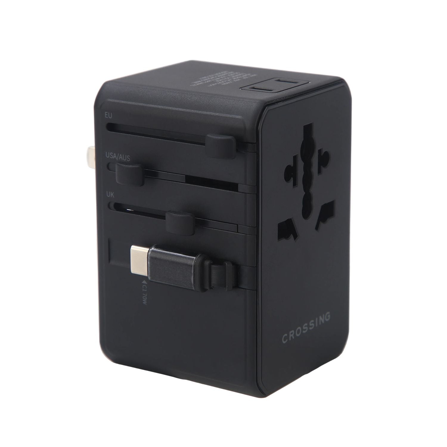 Crossing World Travel Adaptor 70W Pro With 2 X USB-A + 2 X USB-C With Built-In Type C Cable