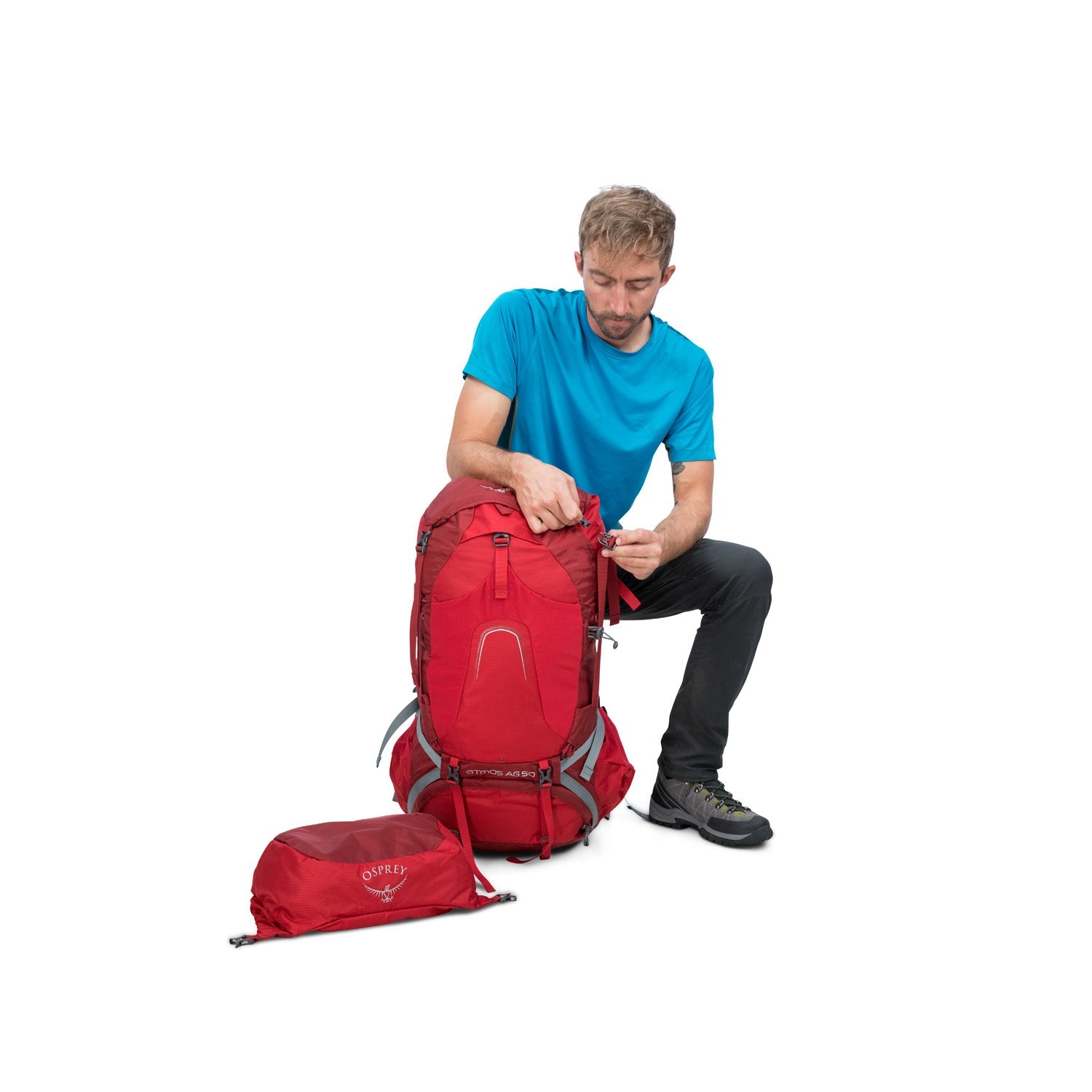 Osprey Atmos AG 50 Backpack with Raincover - Medium - Men's Backpacking