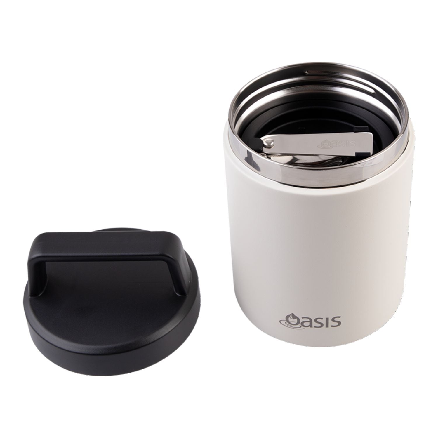 Oasis S/S Insulated Dual Compartment Food Jar W Handle And Spoon 480ML