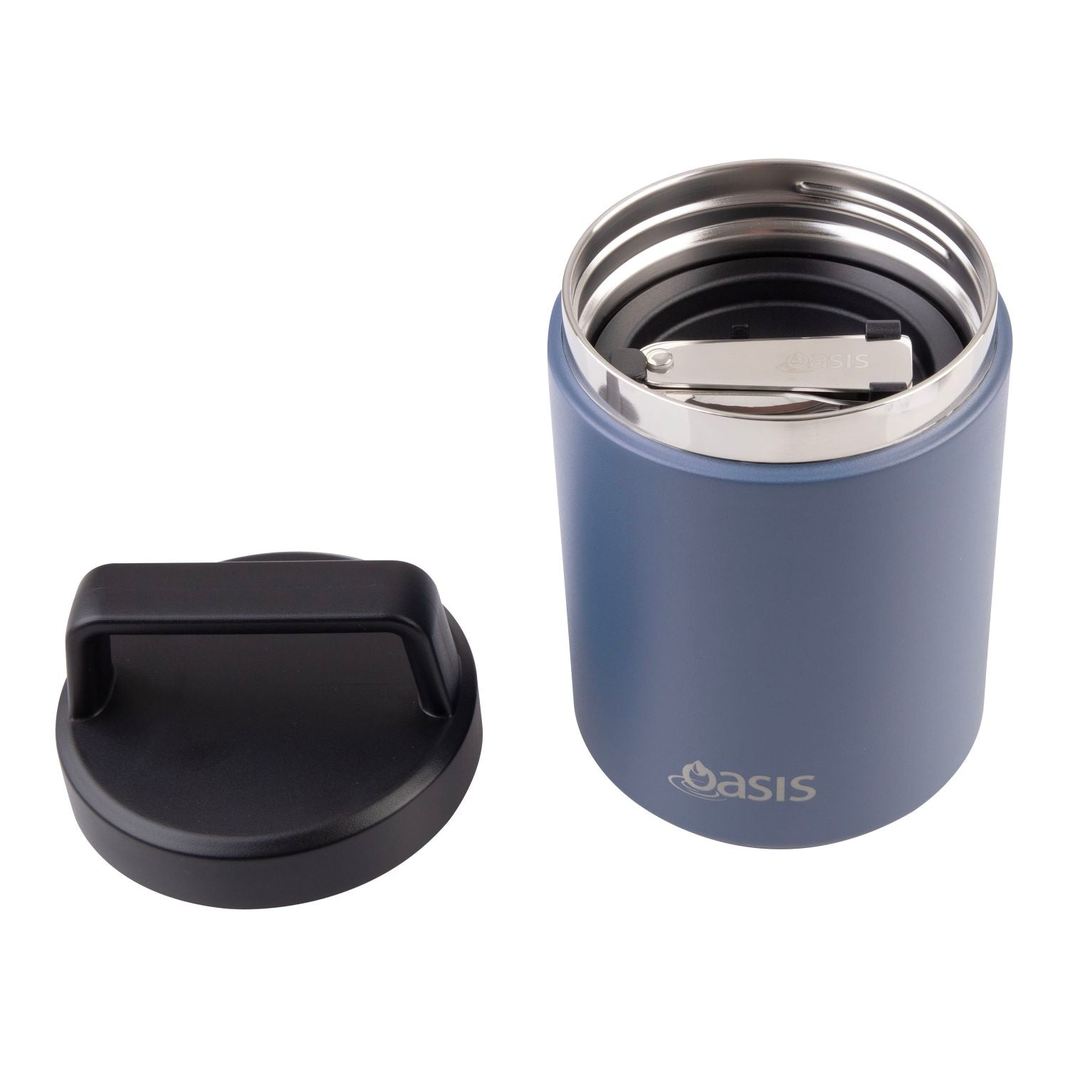 Oasis S/S Insulated Dual Compartment Food Jar W Handle And Spoon 480ML
