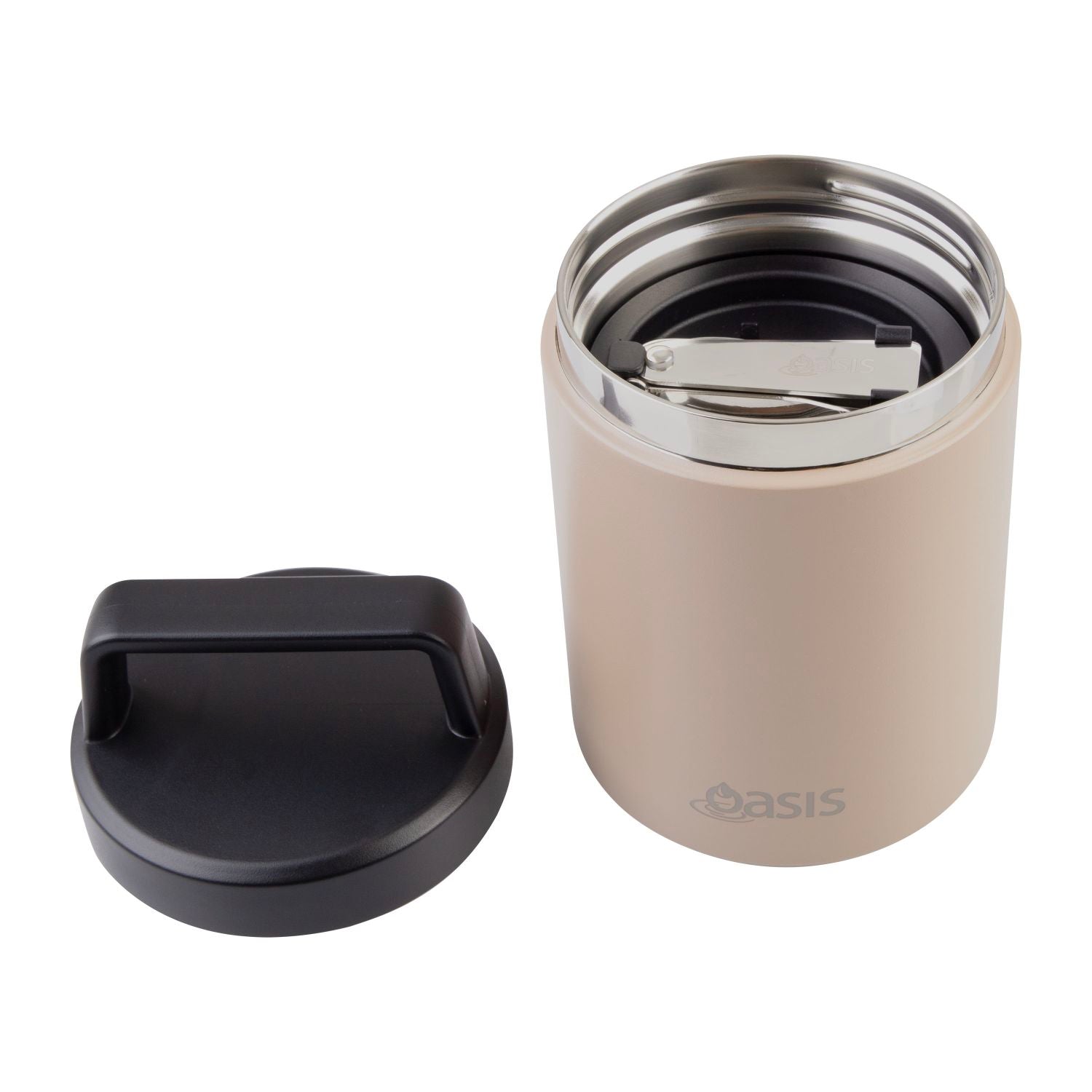 Oasis S/S Insulated Dual Compartment Food Jar W Handle And Spoon 480ML