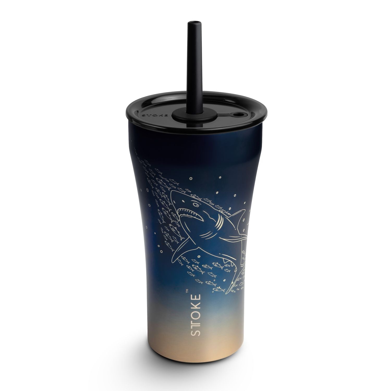 STTOKE Ocean Leakproof Ceramic Insulated Cup Powder Coating With Straw 20OZ