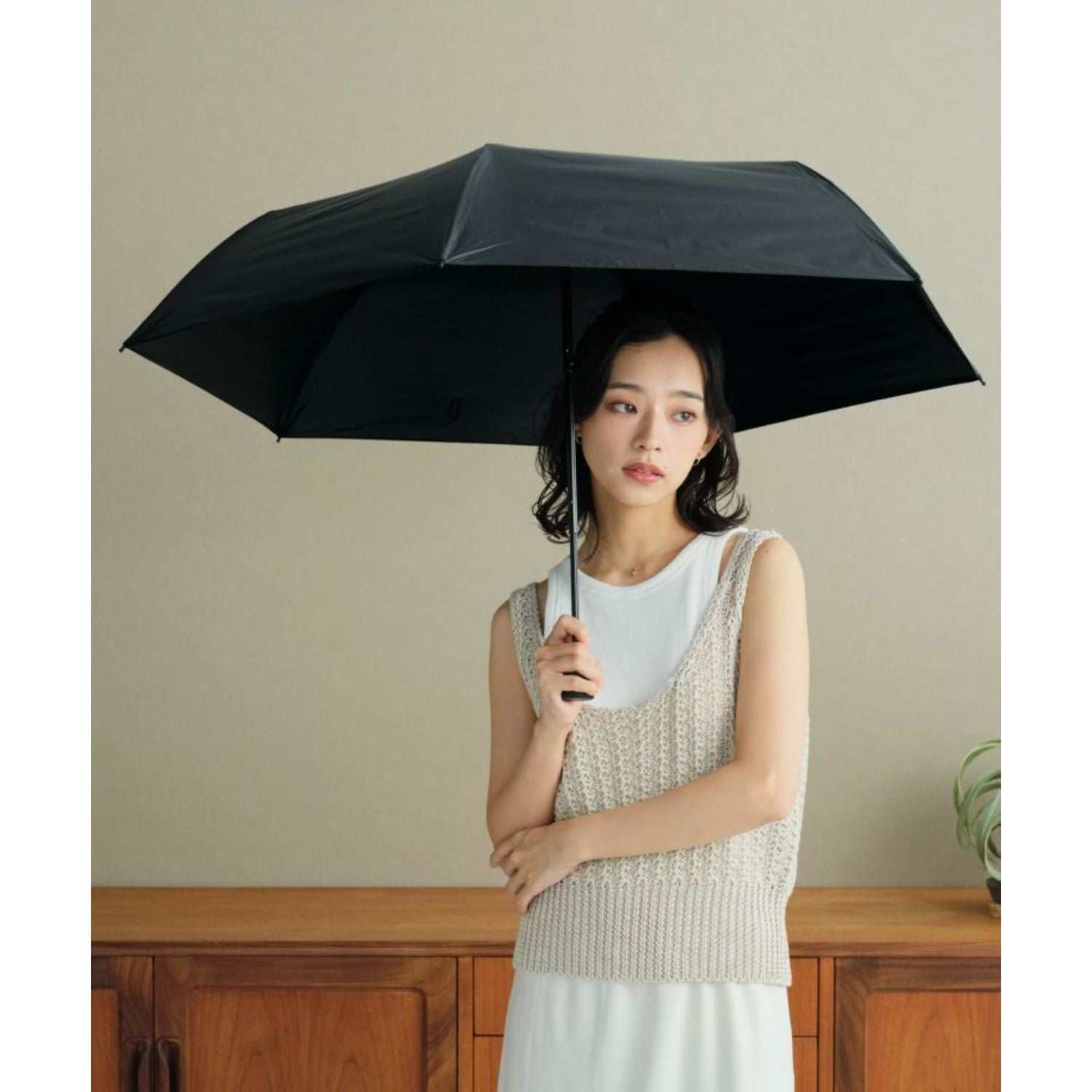 WPC Go-Koh Premium Black Wind Resistant UV Protection UPF 50+ Umbrella 55cm